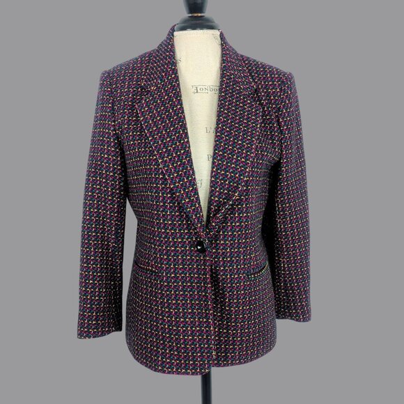 Vintage Joan Leslie Blazer Small Black Tweed - Picture 1 of 8